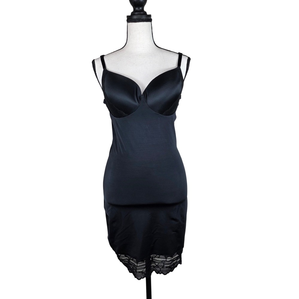 Red Hot by Spanx Shapewear Slip Black Lace Trim Built-in Bra XL, Slimming Slip